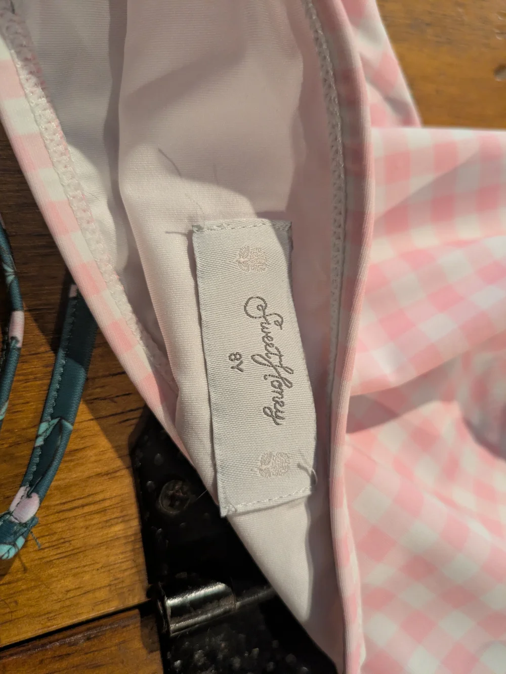 SweetHoney Pink and White Gingham Kids Bikini Bottom